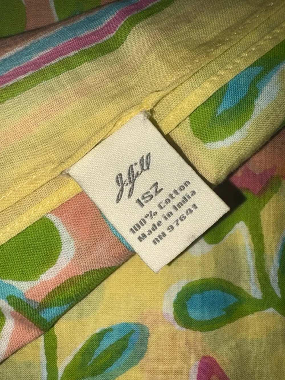 J.Jill Floral Beaded Fringe Scarf One Size Yellow Pink Floral Boho EUC